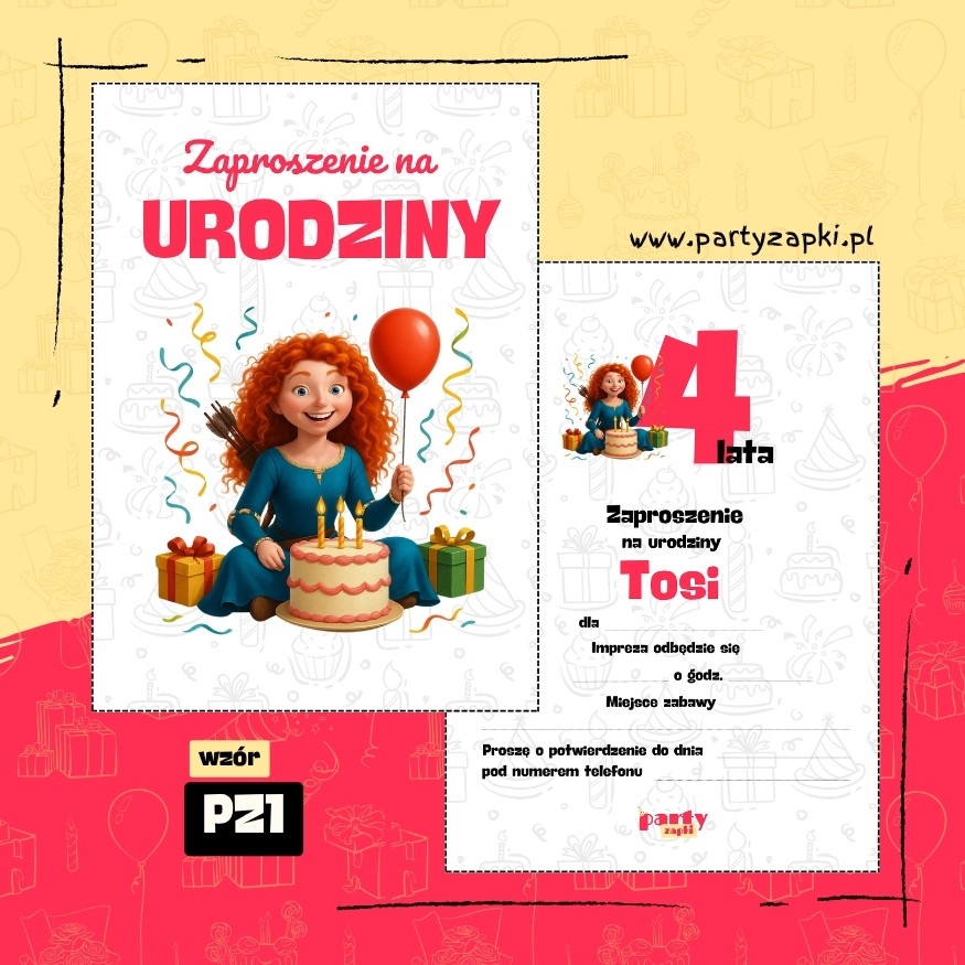 merida waleczna zaproszenie na urodziny 04 pz1