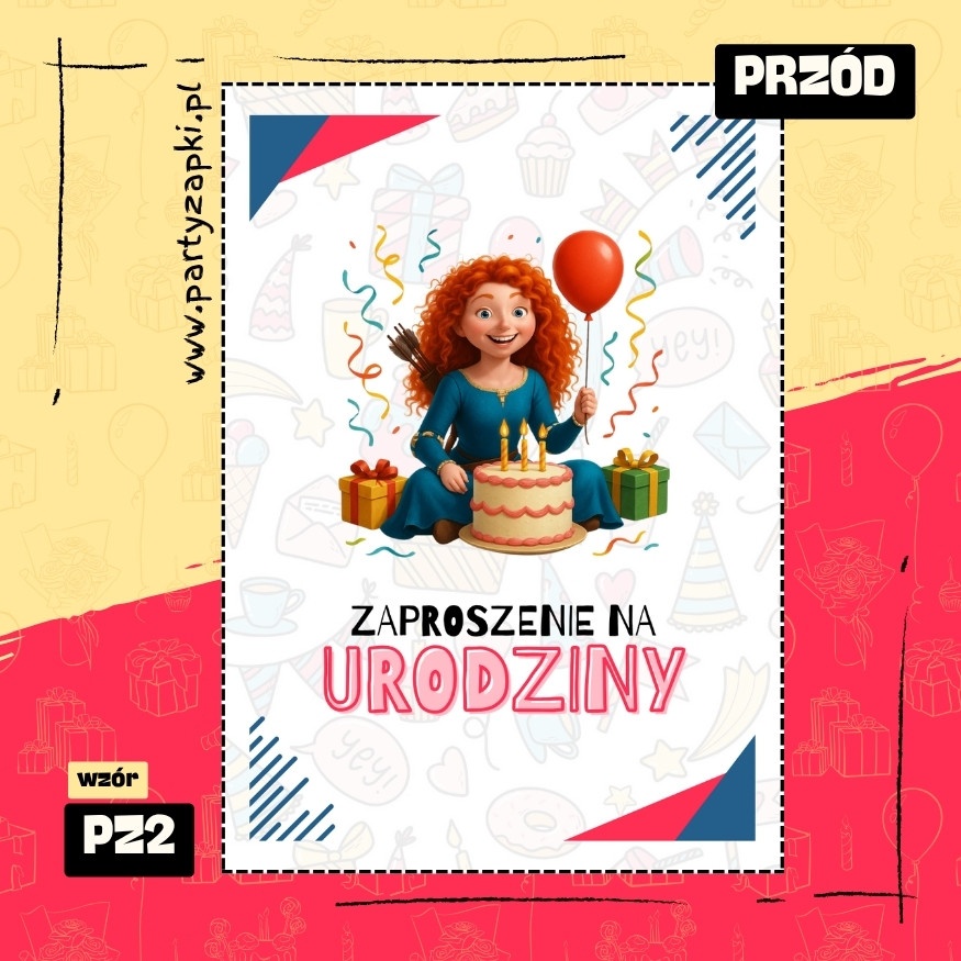 merida waleczna zaproszenie na urodziny 01 pz2 przod