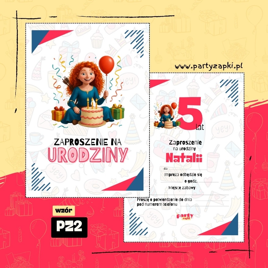 merida waleczna zaproszenie na urodziny 04 pz2