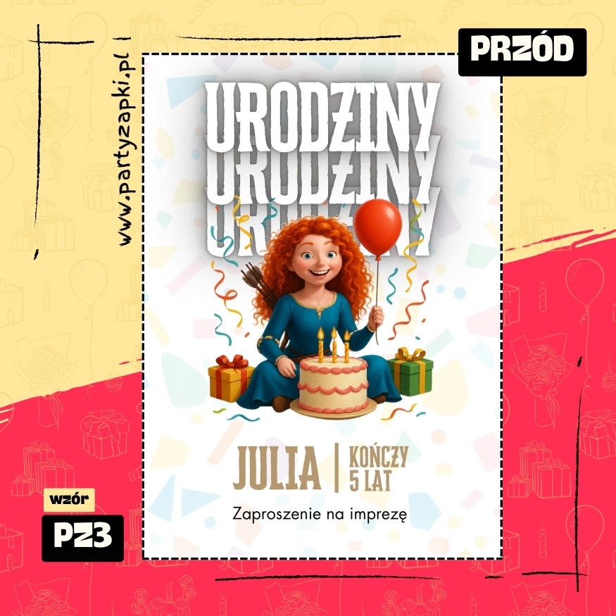 merida waleczna zaproszenie na urodziny 01 pz3 przod