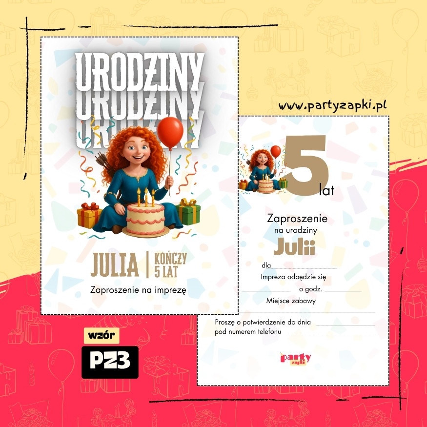 merida waleczna zaproszenie na urodziny 04 pz3