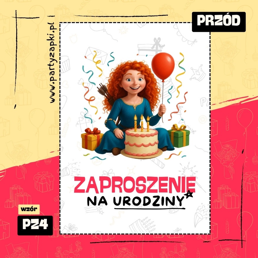 merida waleczna zaproszenie na urodziny 01 pz4 przod