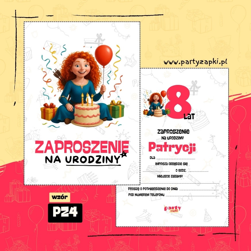 merida waleczna zaproszenie na urodziny 04 pz4
