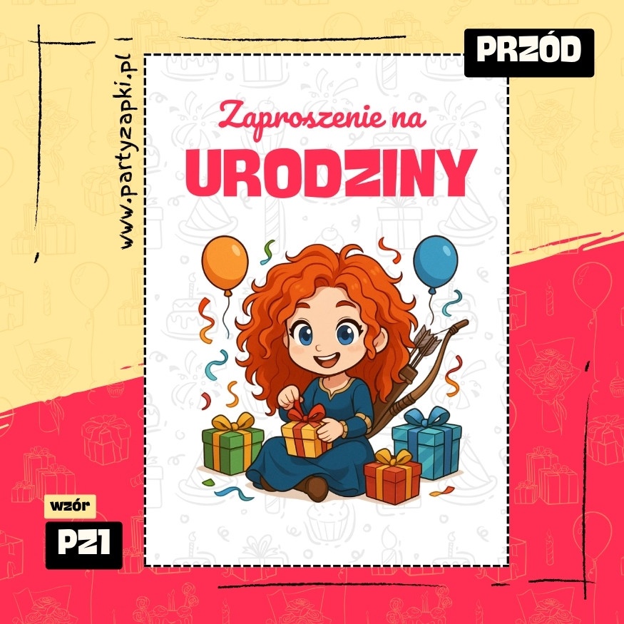 merida waleczna zaproszenie na urodziny 01 pz1 przod
