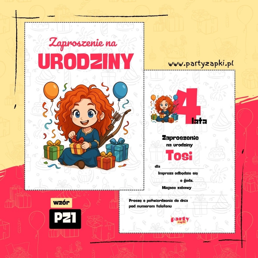 merida waleczna zaproszenie na urodziny 05 pz1