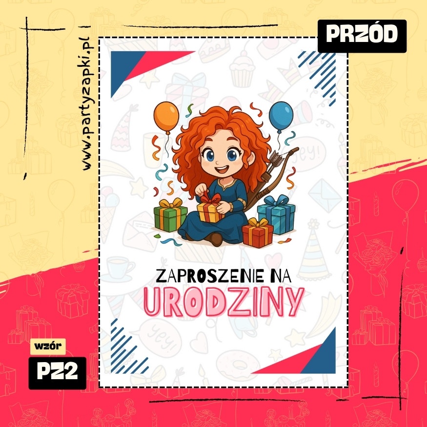 merida waleczna zaproszenie na urodziny 01 pz2 przod