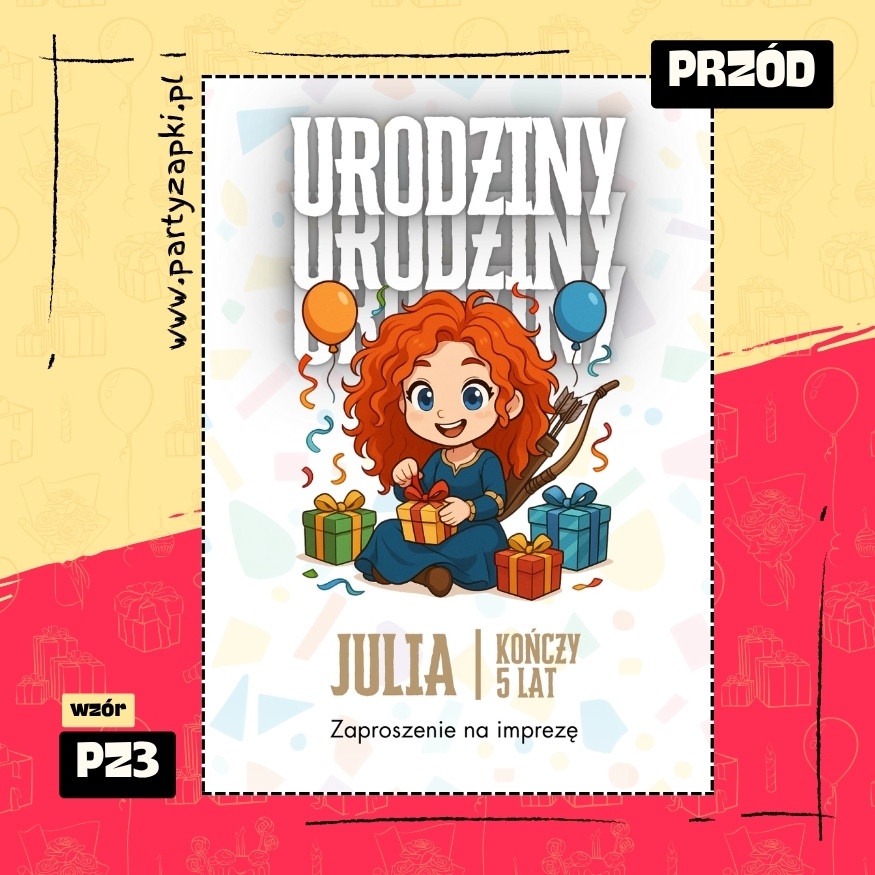 merida waleczna zaproszenie na urodziny 01 pz3 przod