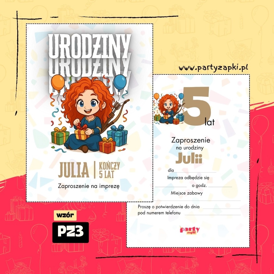 merida waleczna zaproszenie na urodziny 05 pz3