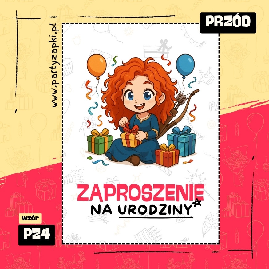 merida waleczna zaproszenie na urodziny 01 pz4 przod