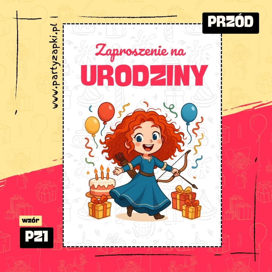 merida waleczna zaproszenie na urodziny 01 pz1 przod