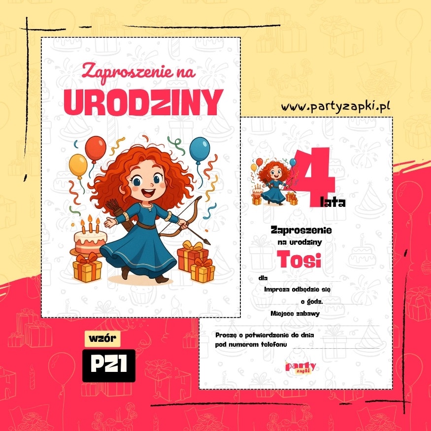 merida waleczna zaproszenie na urodziny 06 pz1