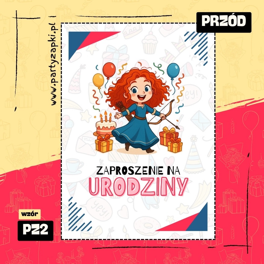 merida waleczna zaproszenie na urodziny 01 pz2 przod