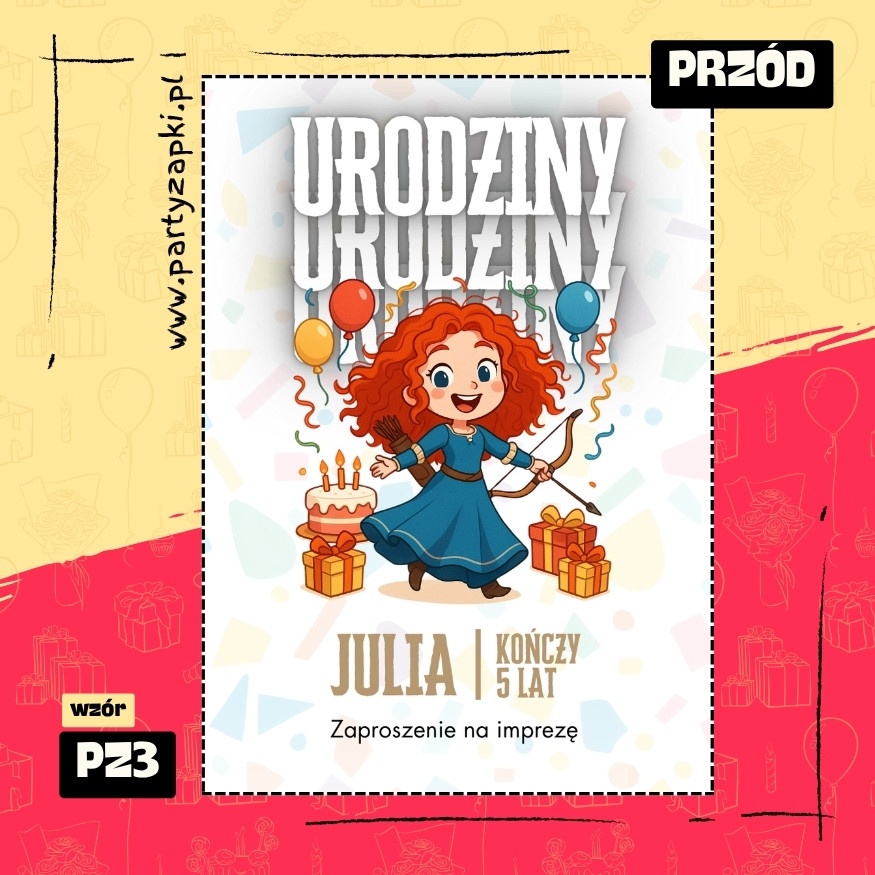merida waleczna zaproszenie na urodziny 01 pz3 przod