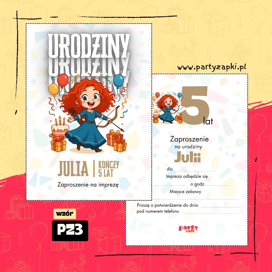 merida waleczna zaproszenie na urodziny 06 pz3