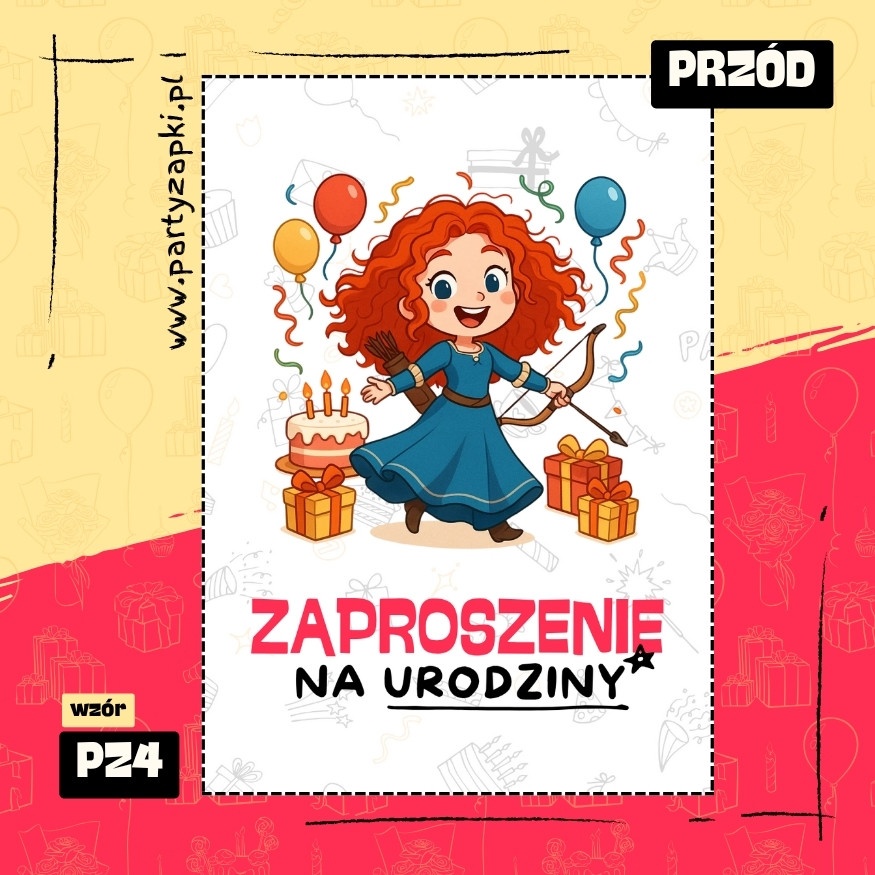 merida waleczna zaproszenie na urodziny 01 pz4 przod