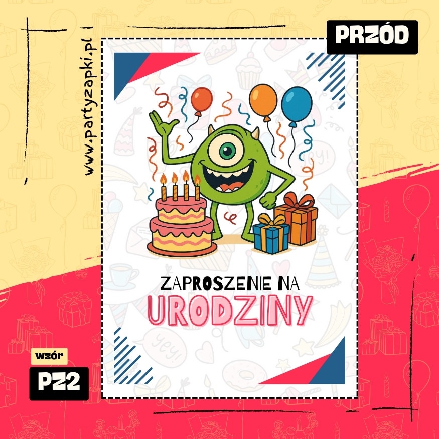 mike wazowski potwory i spolka zaproszenie na urodziny 01 pz2 przod