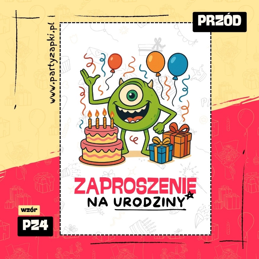 mike wazowski potwory i spolka zaproszenie na urodziny 01 pz4 przod