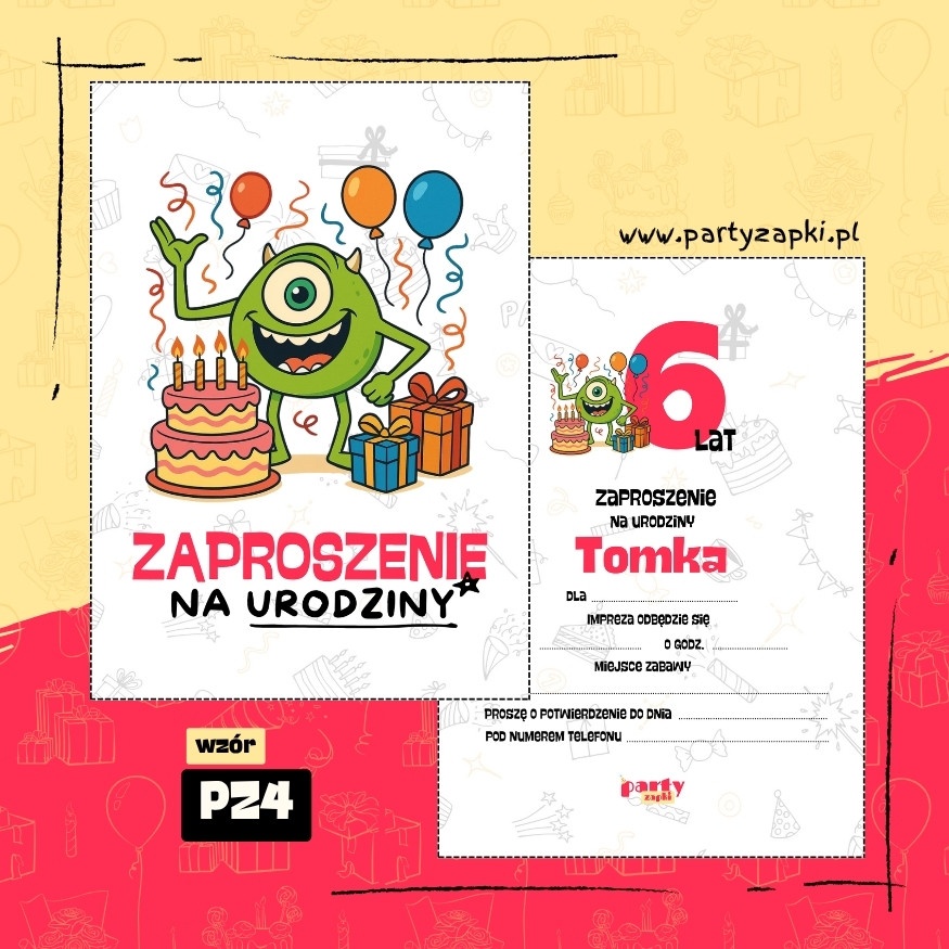 mike wazowski potwory i spolka zaproszenie na urodziny 02 pz4