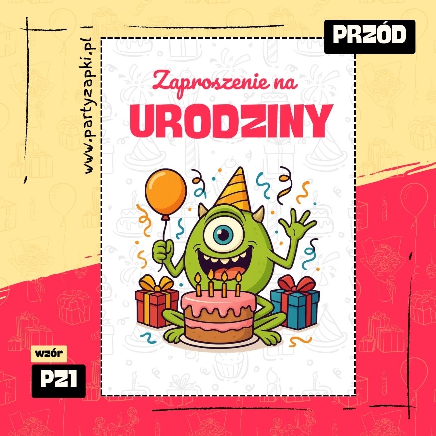 mike wazowski potwory i spolka zaproszenie na urodziny 01 pz1 przod
