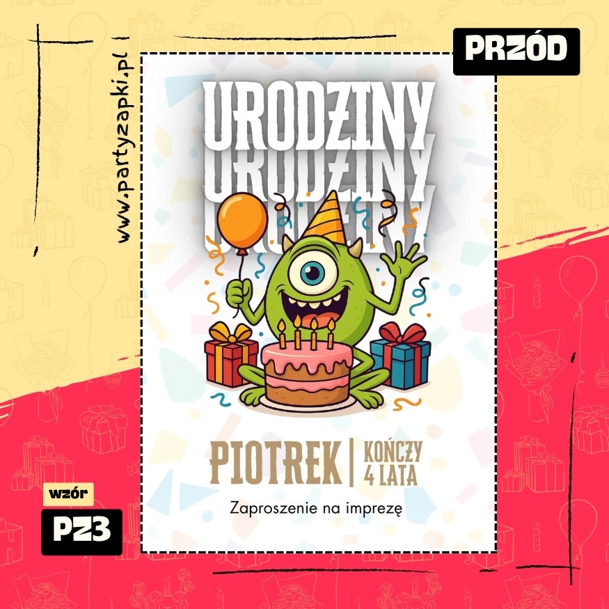 mike wazowski potwory i spolka zaproszenie na urodziny 01 pz3 przod