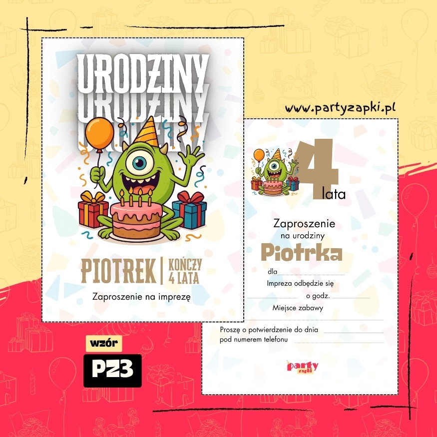 mike wazowski potwory i spolka zaproszenie na urodziny 03 pz3