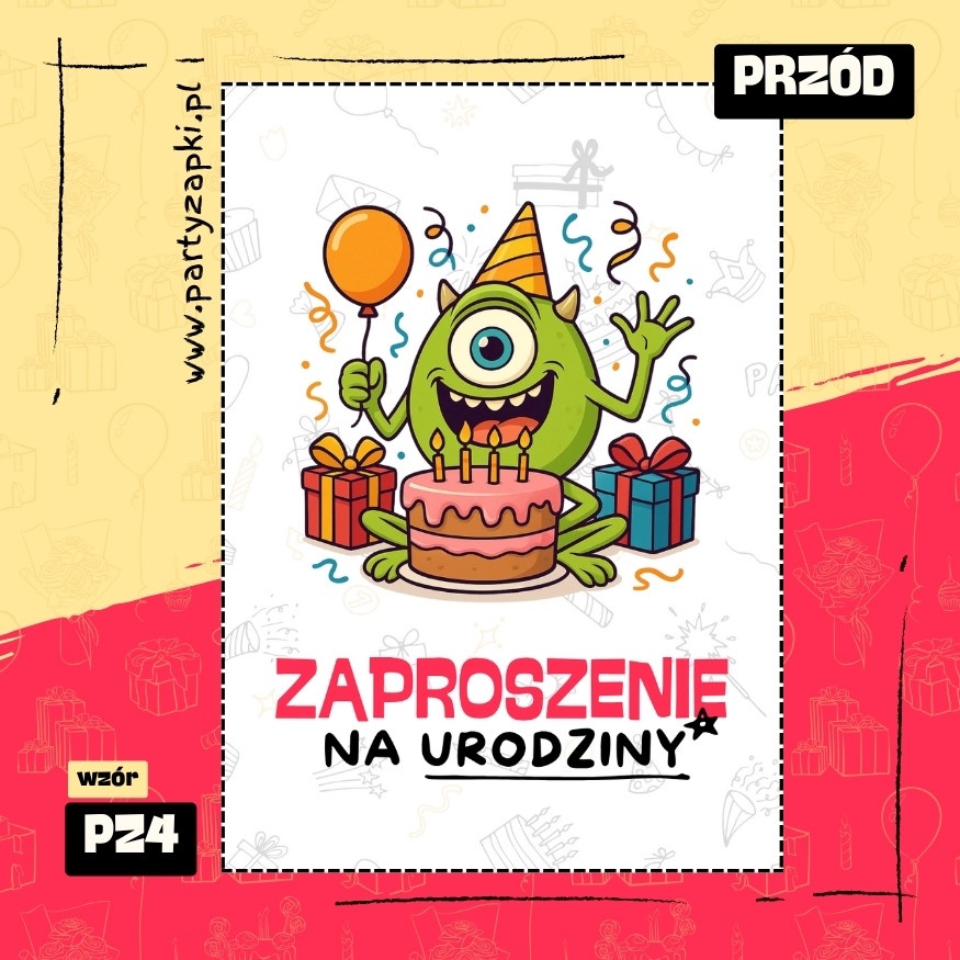 mike wazowski potwory i spolka zaproszenie na urodziny 01 pz4 przod