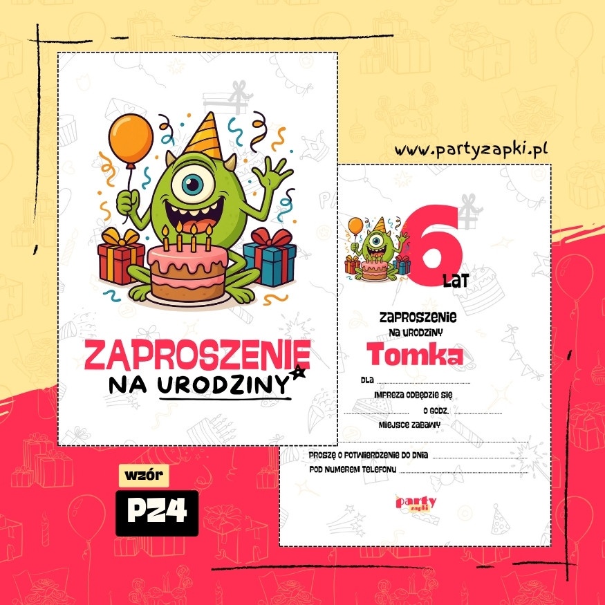 mike wazowski potwory i spolka zaproszenie na urodziny 03 pz4