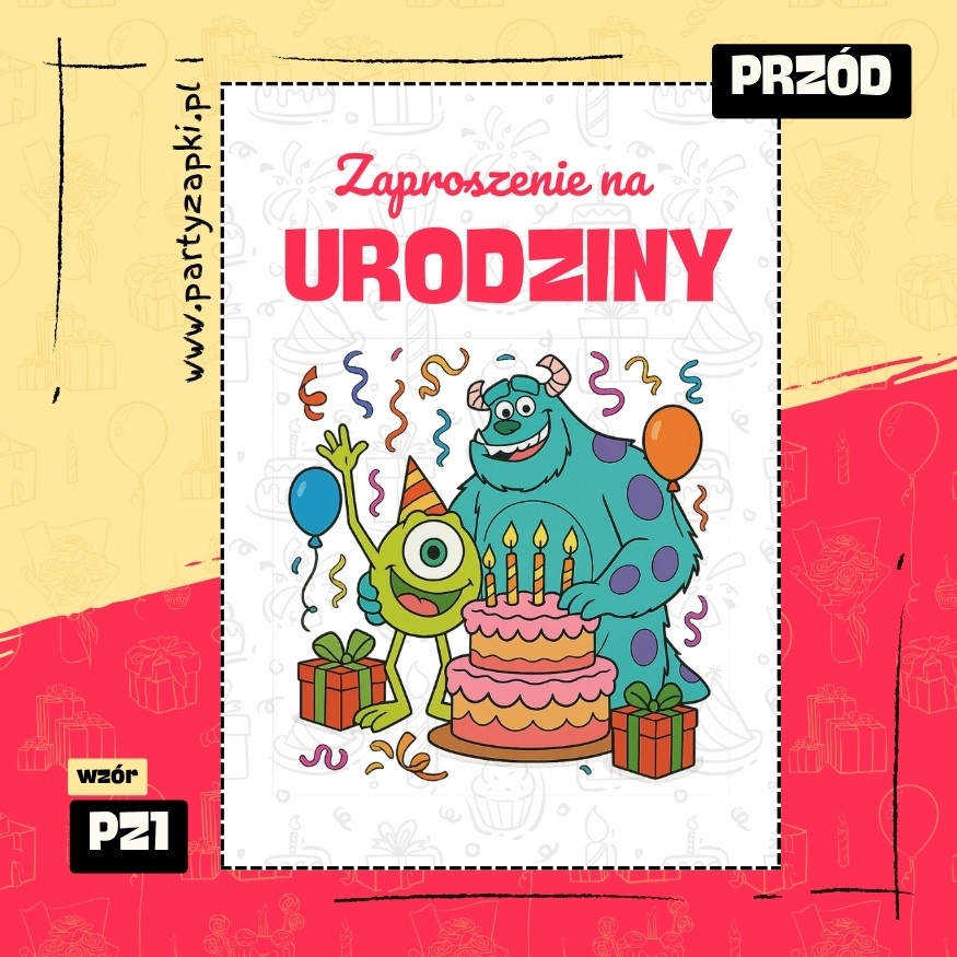 mike wazowski potwory i spolka zaproszenie na urodziny 01 pz1 przod