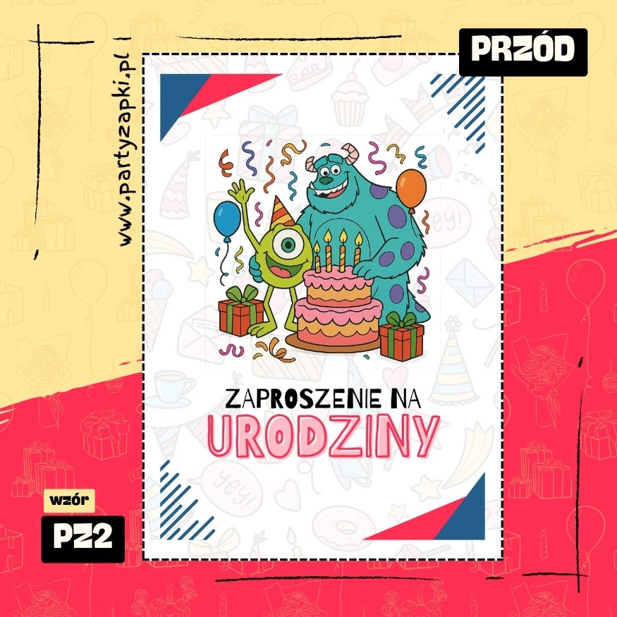 mike wazowski potwory i spolka zaproszenie na urodziny 01 pz2 przod