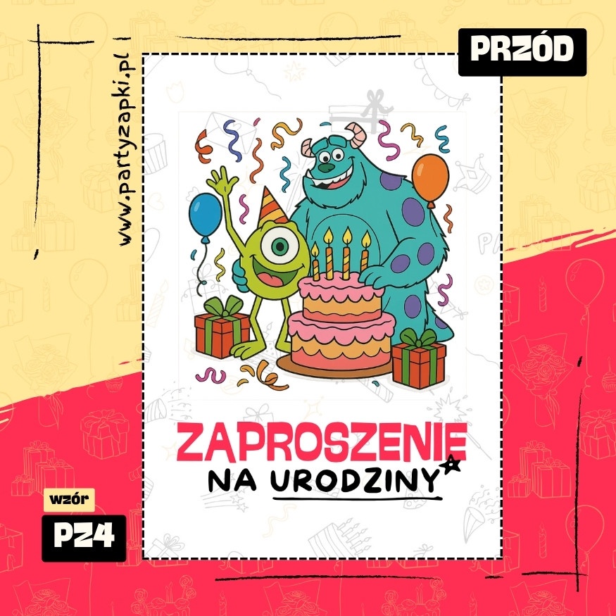mike wazowski potwory i spolka zaproszenie na urodziny 01 pz4 przod