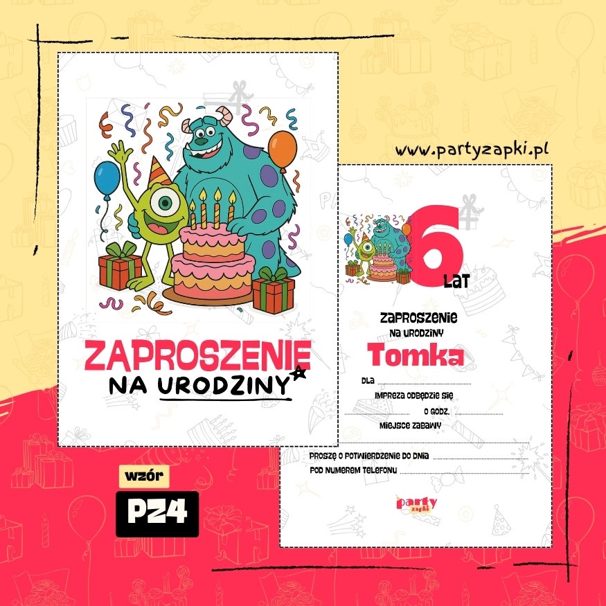 mike wazowski potwory i spolka zaproszenie na urodziny 05 pz4