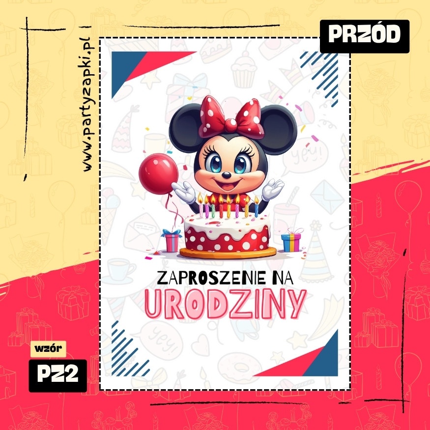 myszka minnie zaproszenie na urodziny 01 pz2 przod
