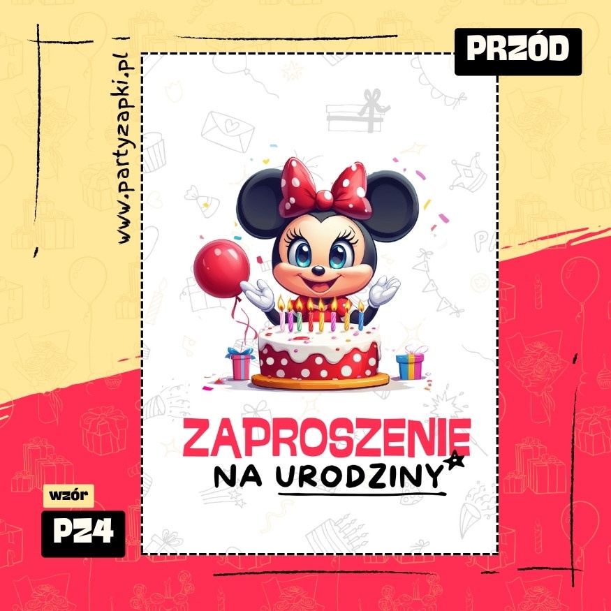 myszka minnie zaproszenie na urodziny 01 pz4 przod