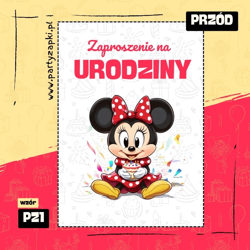 myszka minnie zaproszenie na urodziny 01 pz1 przod