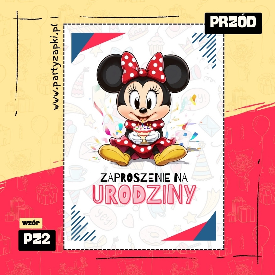 myszka minnie zaproszenie na urodziny 01 pz2 przod