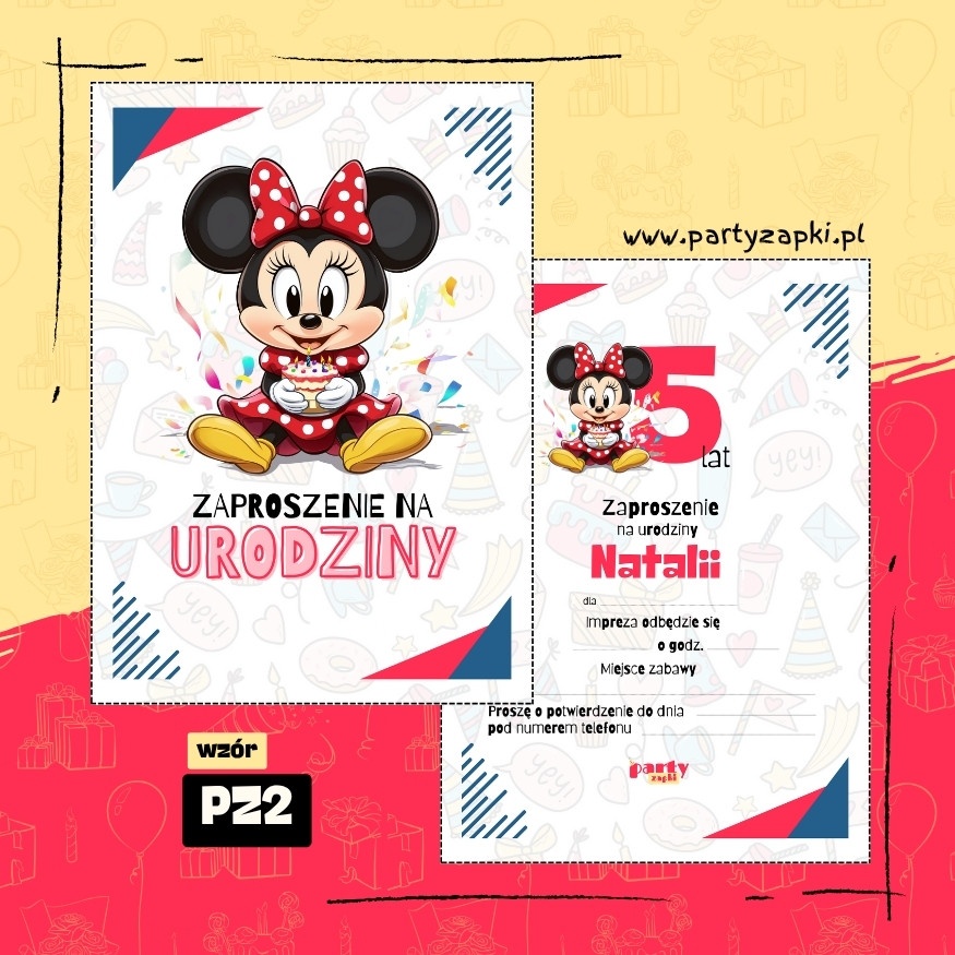 myszka minnie zaproszenie na urodziny 03 pz2