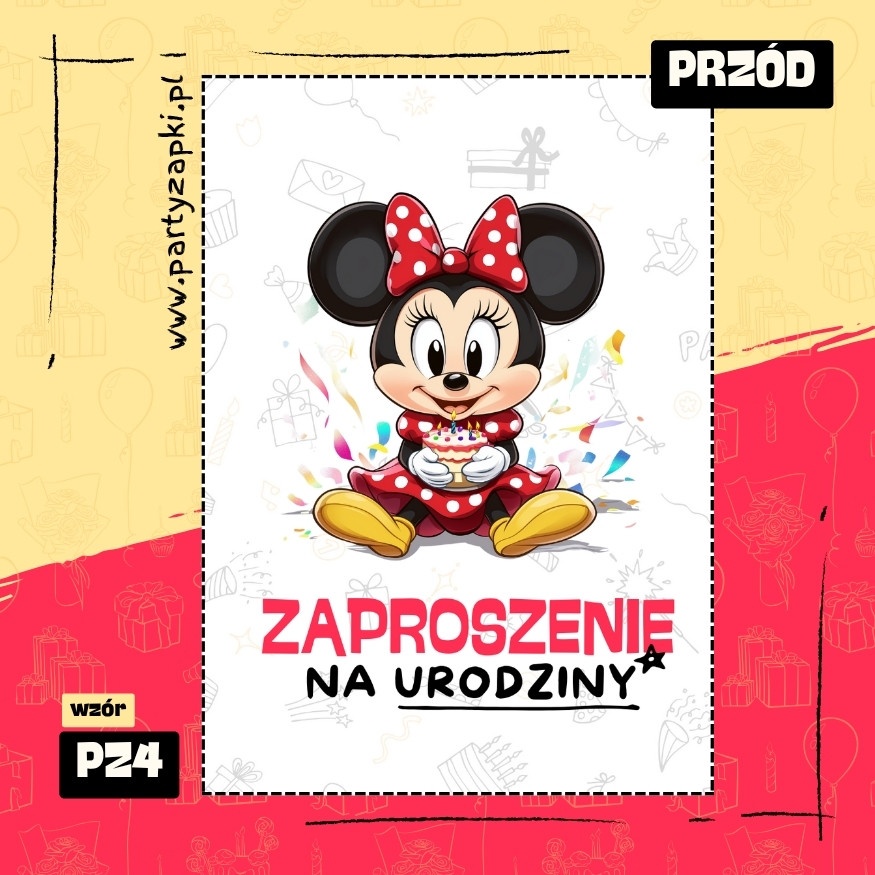myszka minnie zaproszenie na urodziny 01 pz4 przod