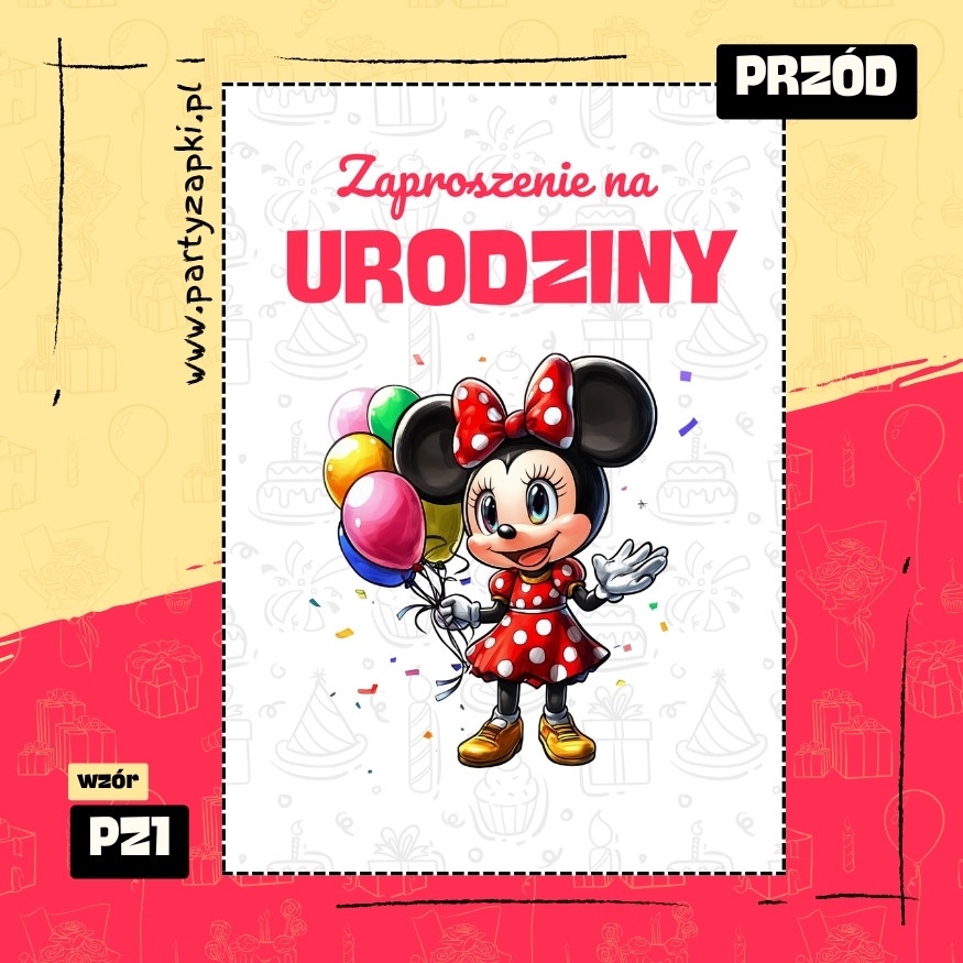 myszka minnie zaproszenie na urodziny 01 pz1 przod