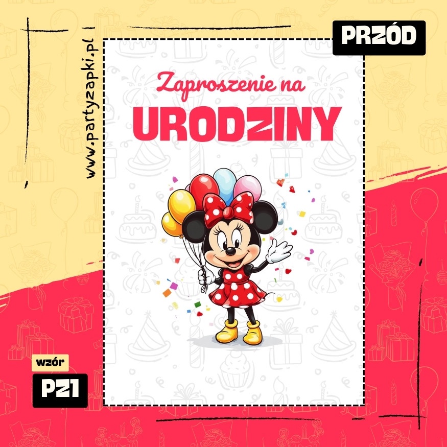 myszka minnie zaproszenie na urodziny 01 pz1 przod