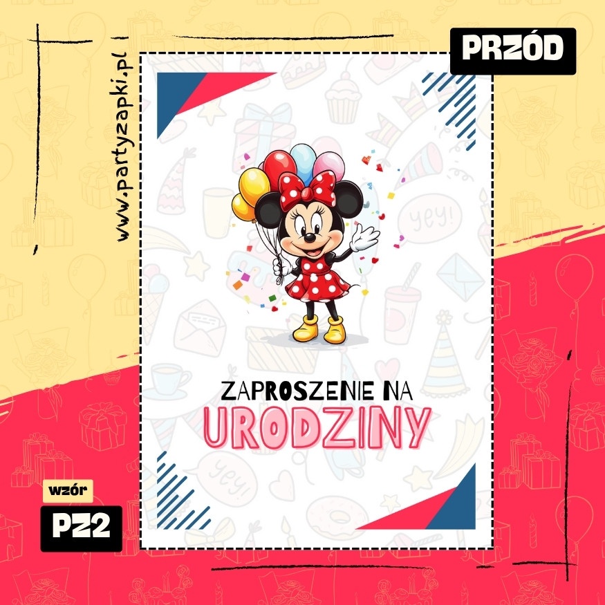 myszka minnie zaproszenie na urodziny 01 pz2 przod