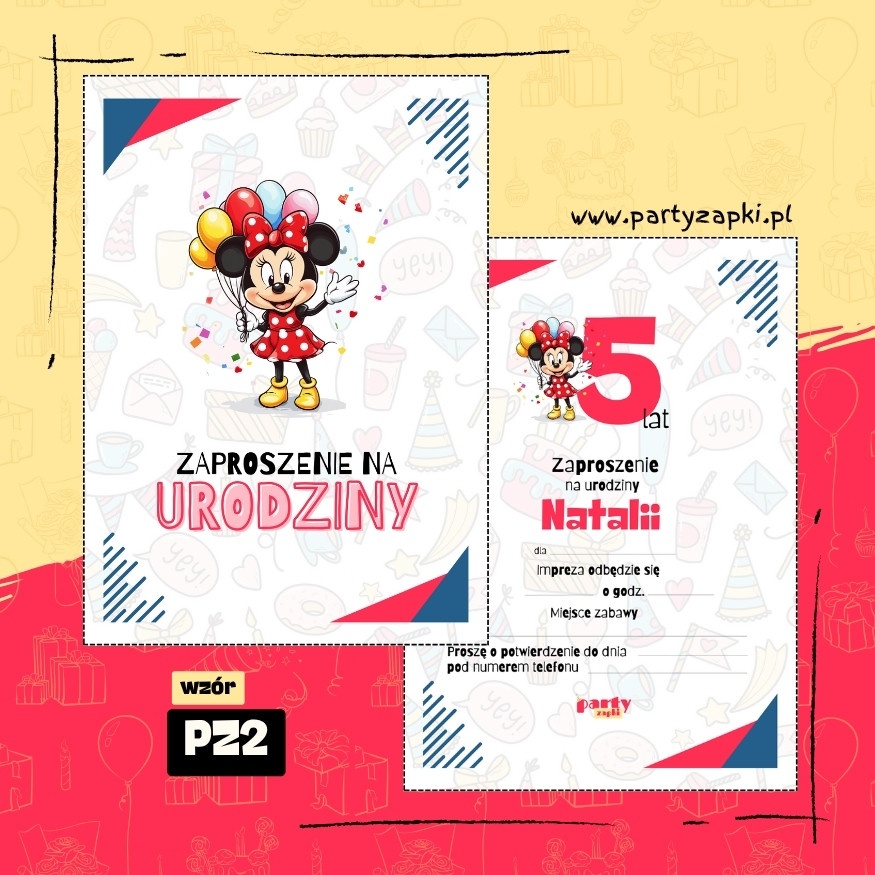 myszka minnie zaproszenie na urodziny 06 pz2