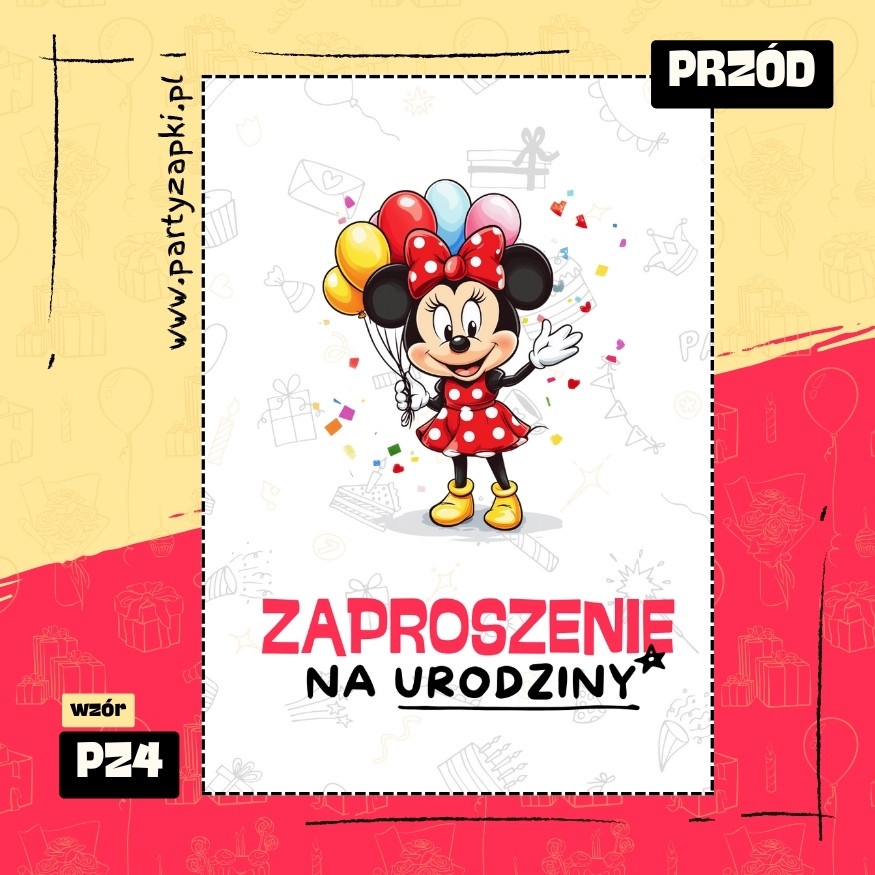 myszka minnie zaproszenie na urodziny 01 pz4 przod