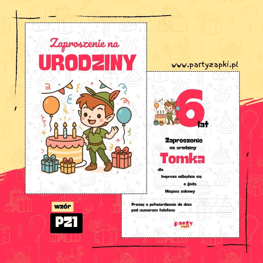 piotrus pan zaproszenie na urodziny 02 pz1