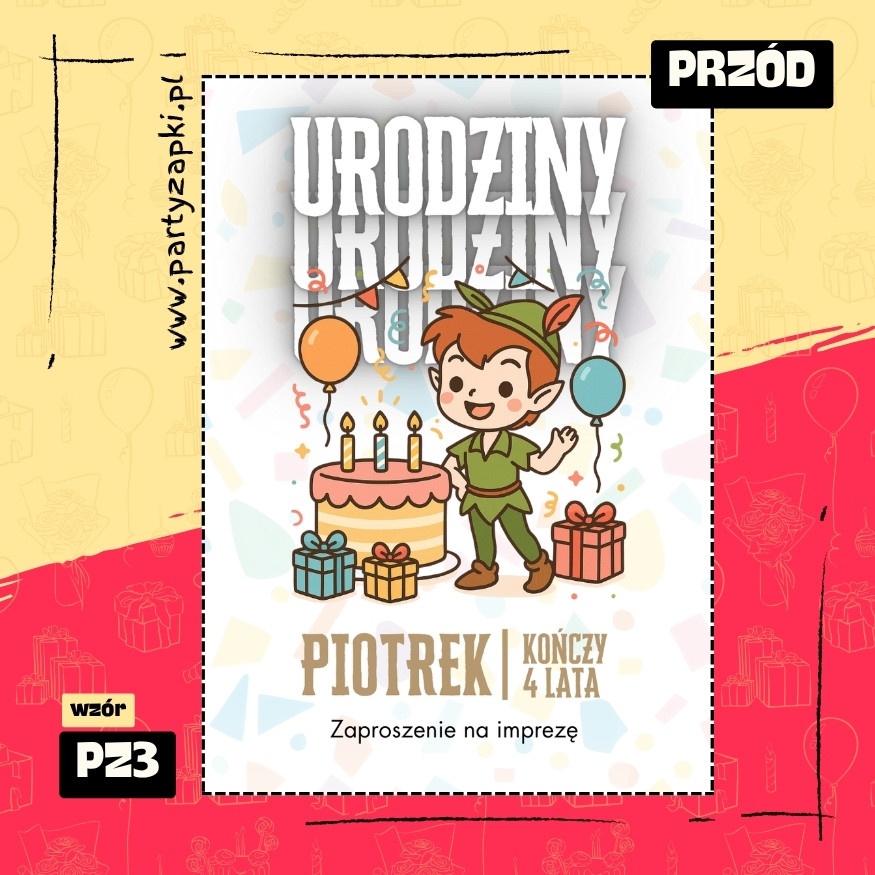 piotrus pan zaproszenie na urodziny 01 pz3 przod