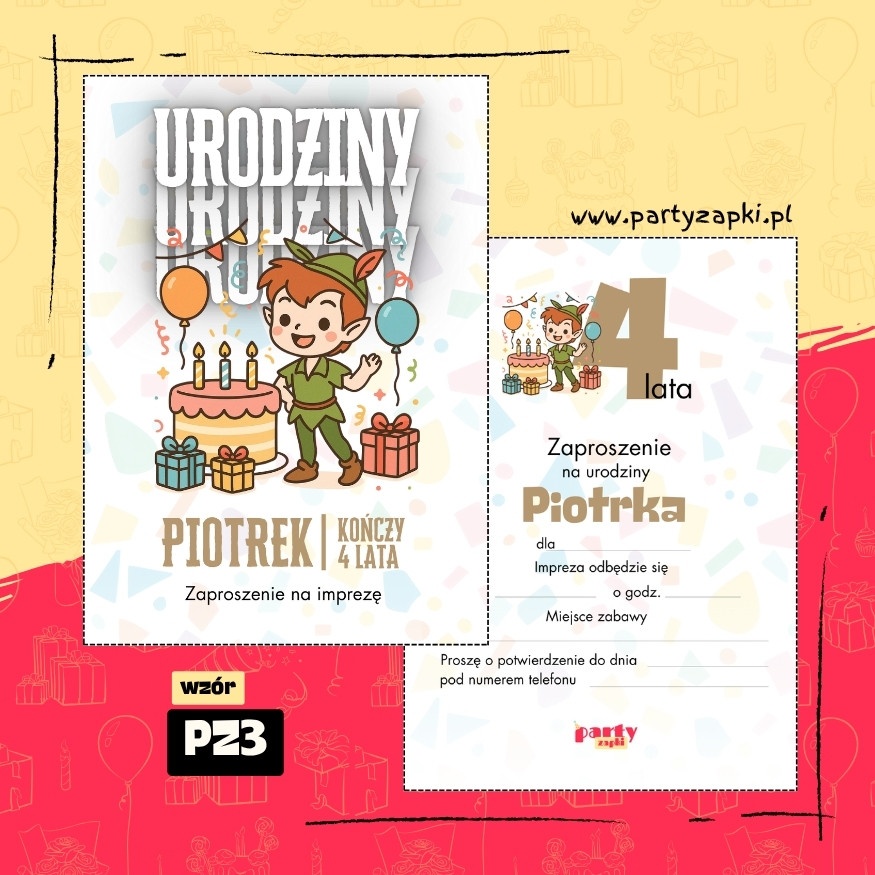 piotrus pan zaproszenie na urodziny 02 pz3