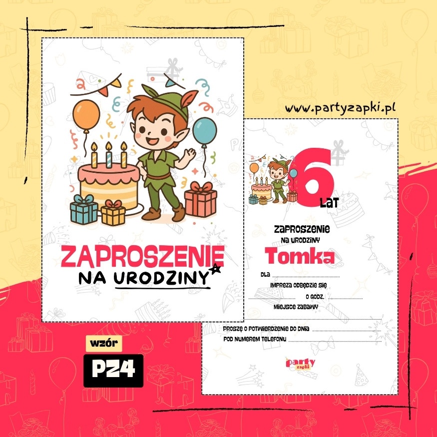 piotrus pan zaproszenie na urodziny 02 pz4