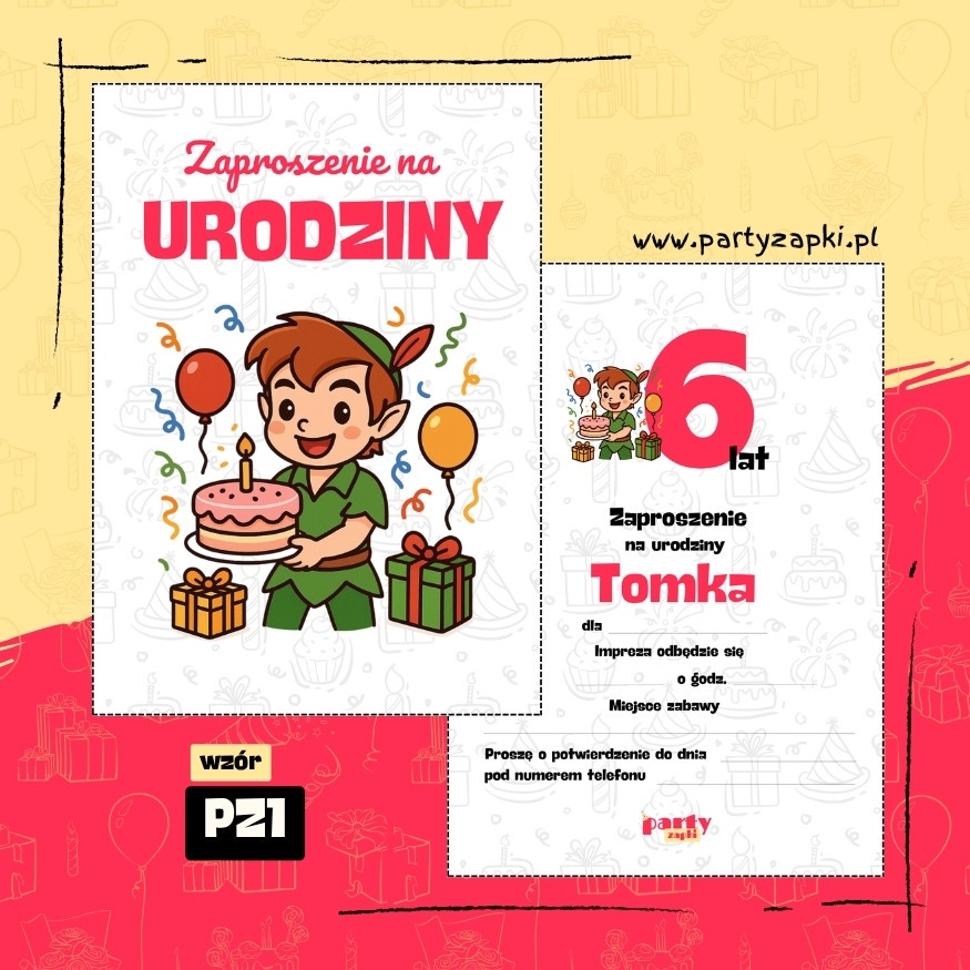 piotrus pan zaproszenie na urodziny 03 pz1