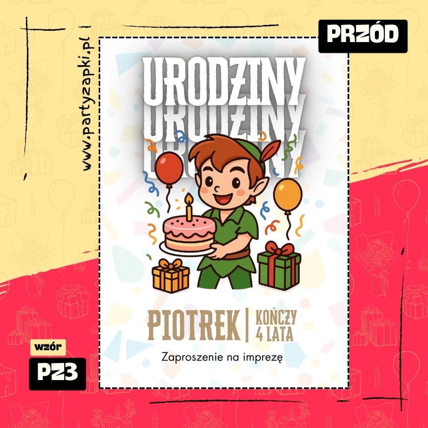 piotrus pan zaproszenie na urodziny 01 pz3 przod