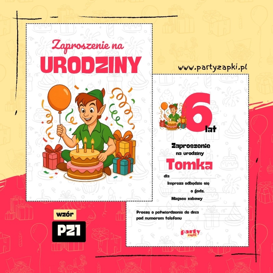 piotrus pan zaproszenie na urodziny 05 pz1