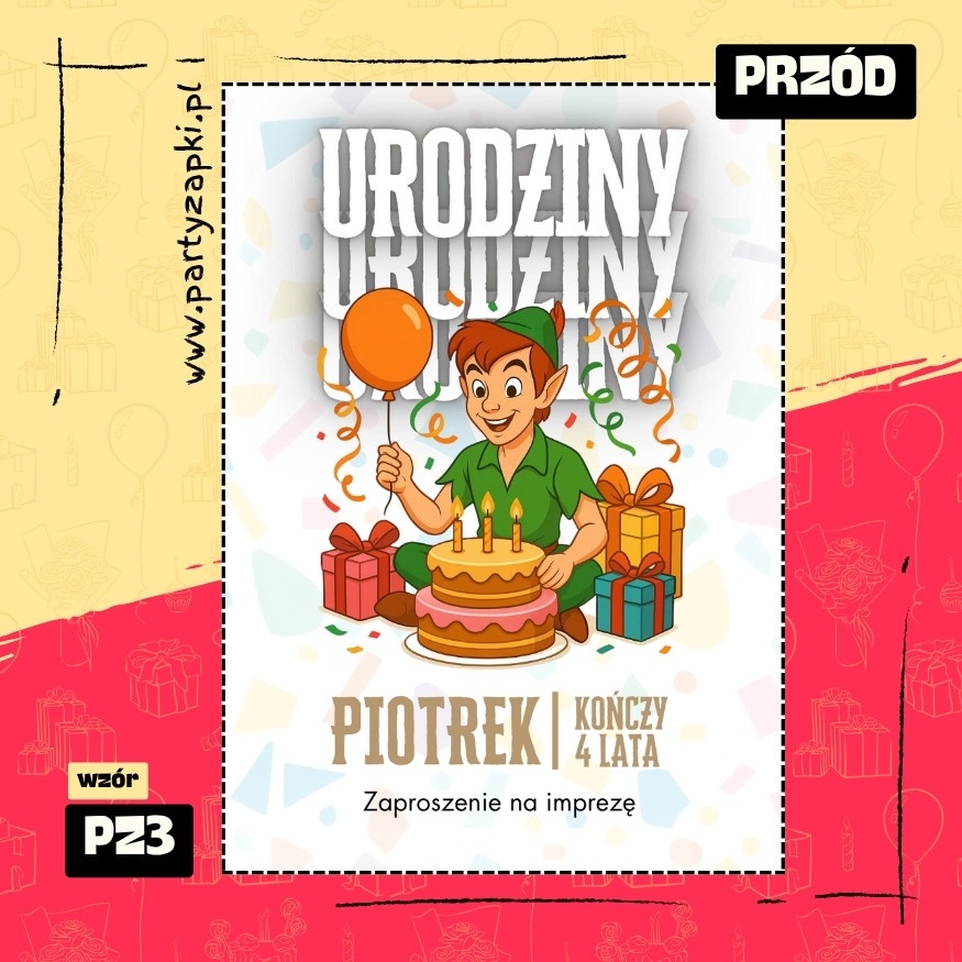 piotrus pan zaproszenie na urodziny 01 pz3 przod